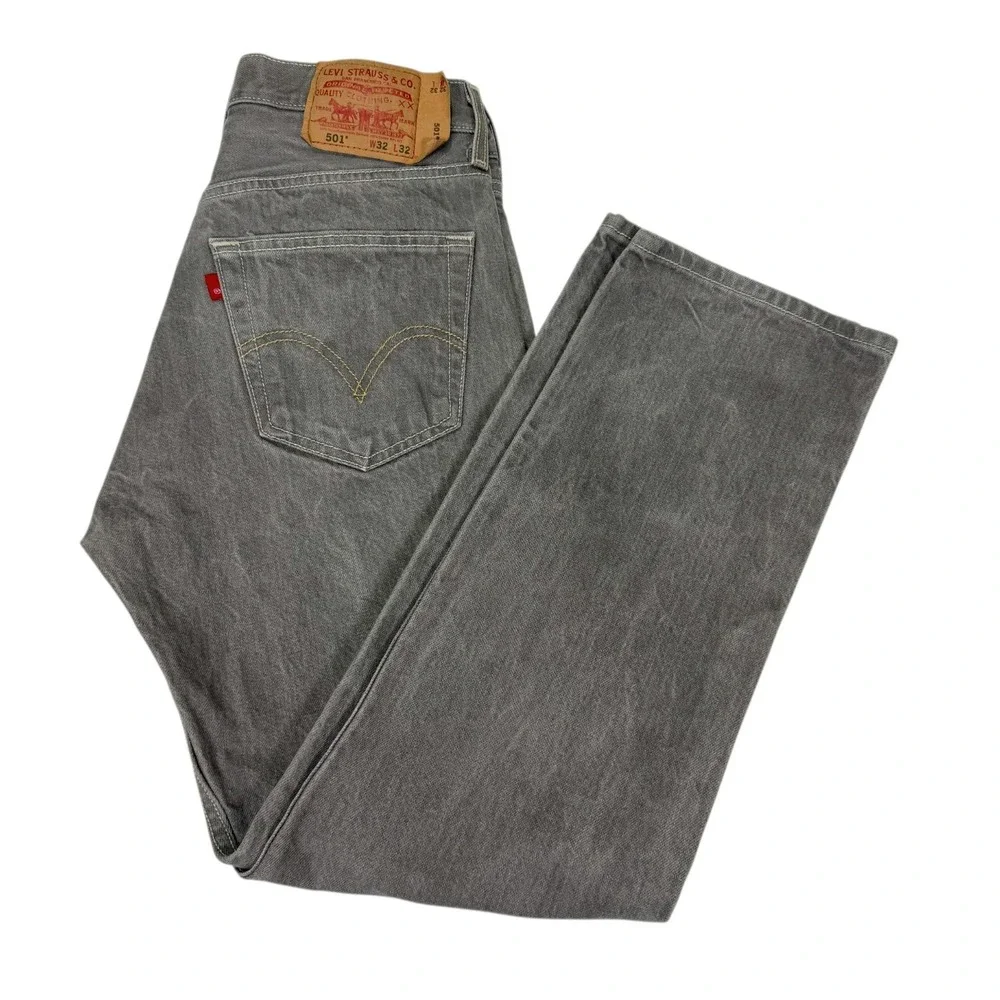 Levi's Men's 501 Straight Leg Button Fly 100% Cotton‎ Gray Jeans 32x32 Act 30x29